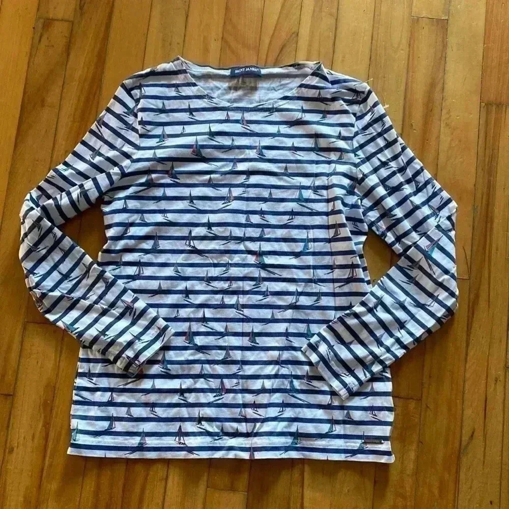 Saint James  lined striped marinière nautical top preppy